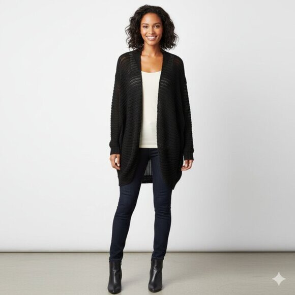 Anthropologie Joe's Jeans Forte Knit Cardigan Sweater Cacoon Wool Black Size XS - Picture 15 of 15